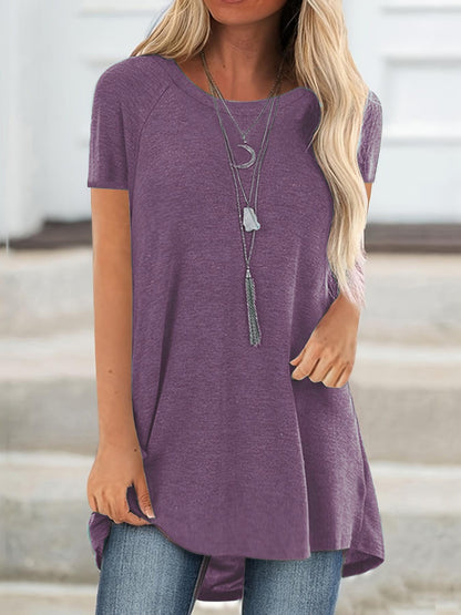 Women's Tunic Shirt Short Sleeve Loose Fit Casual Everyday