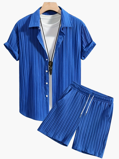Men's Casual Set – Short-Sleeve Shirt and Shorts, Modern Summer Outfit, Sporty Look