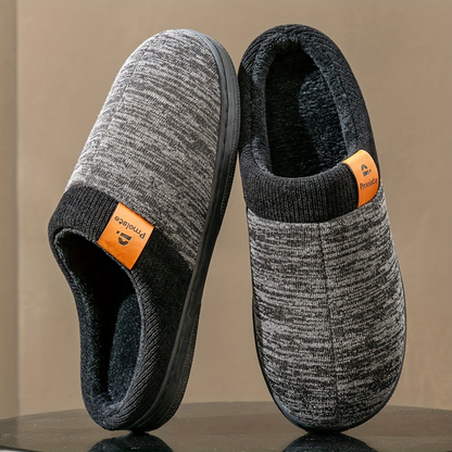 Unisex slippers, marled with a knitted cuff and soft lining