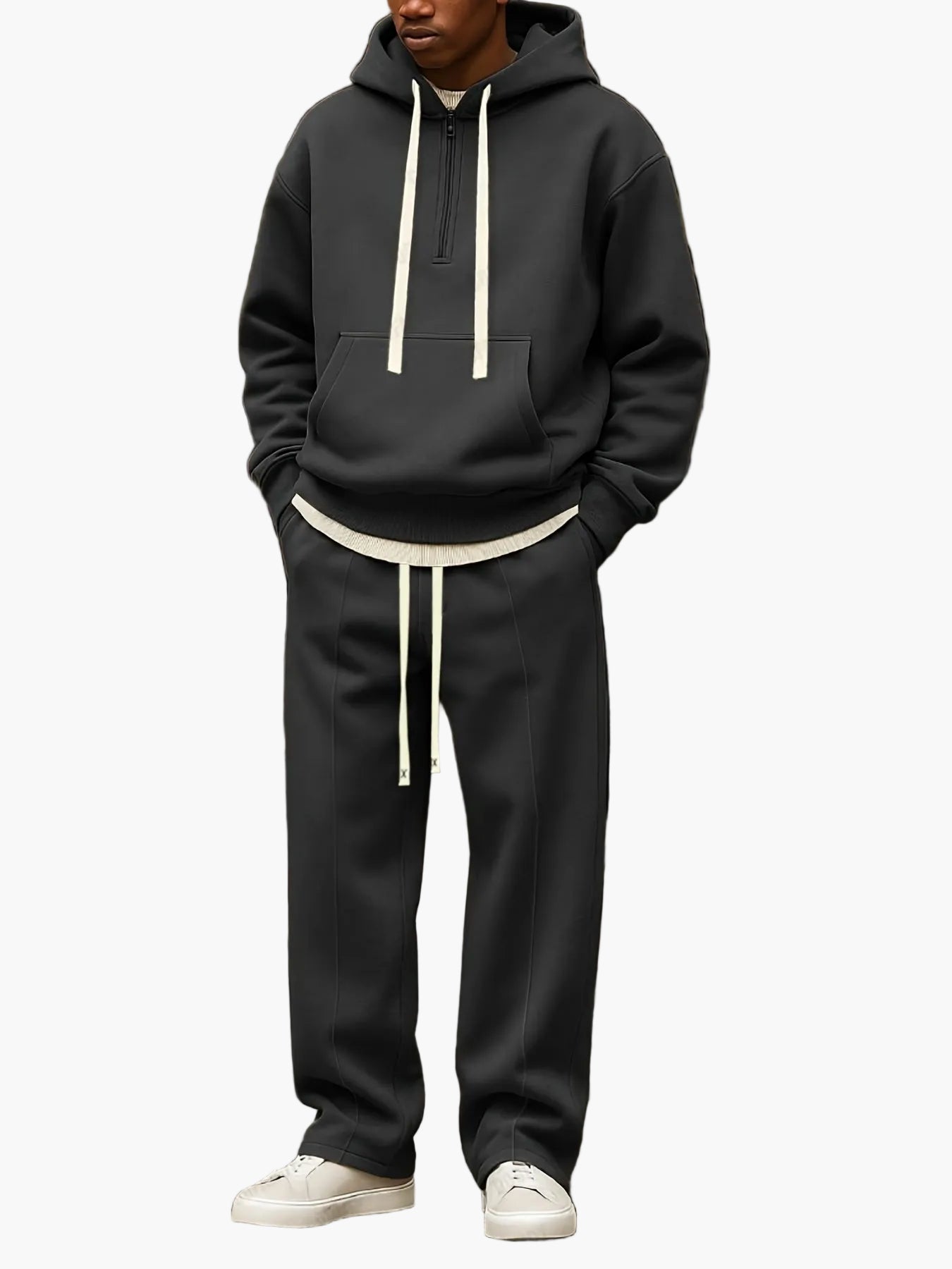Men's Casual Hooded Sweatshirt Set – Loose Leisure Suit with Hooded Sweatshirt and Trousers for Everyday, Sports & Relaxation