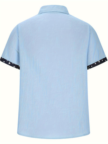 Men's Summer Short-Sleeve Casual Shirt with Contrast Details – Perfect for Vacation & Everyday Wear