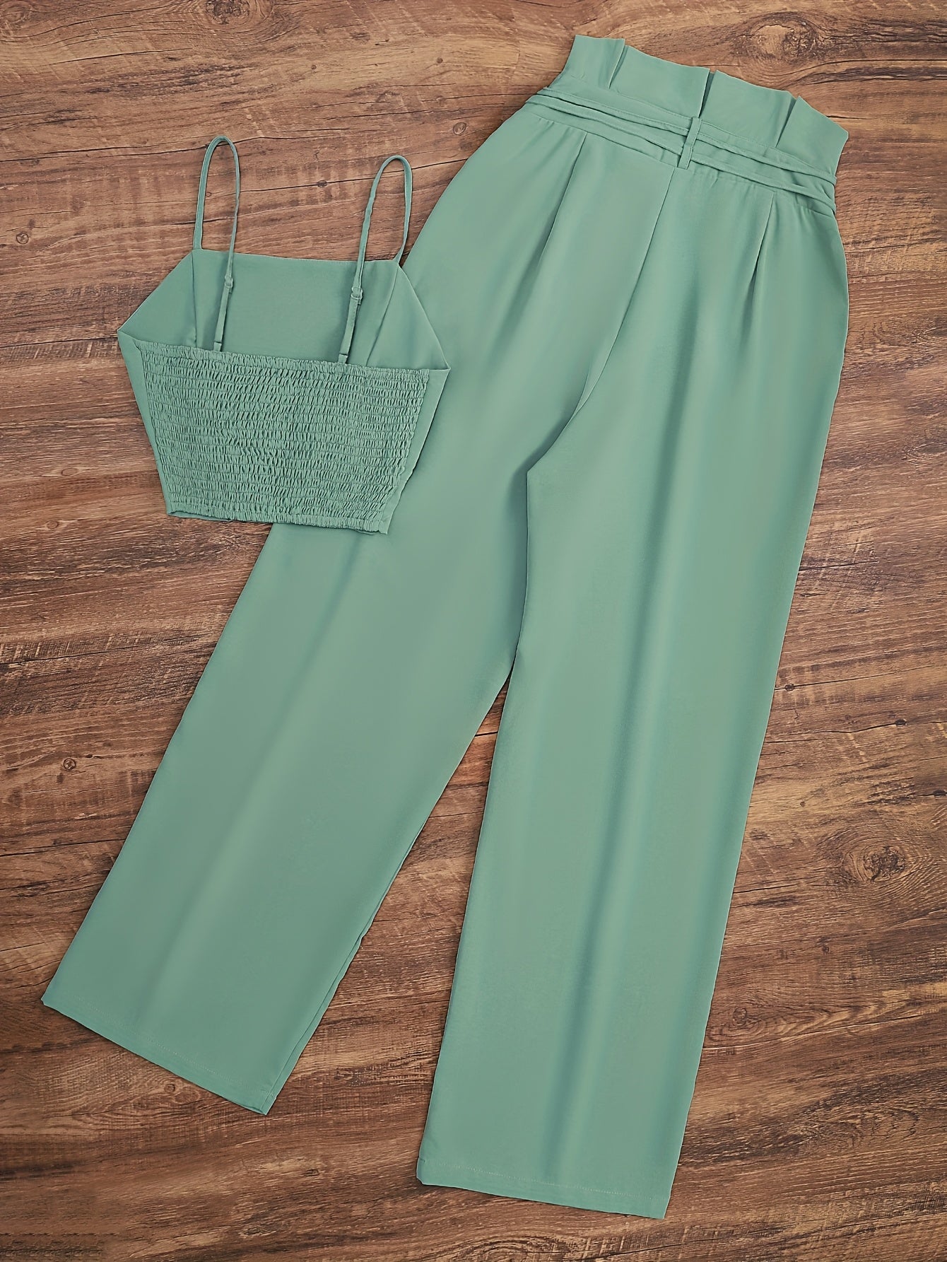 Damen Zweiteiler Set Eleganter High Waist Palazzo Hose und Bustier Top für Frühling und Sommer