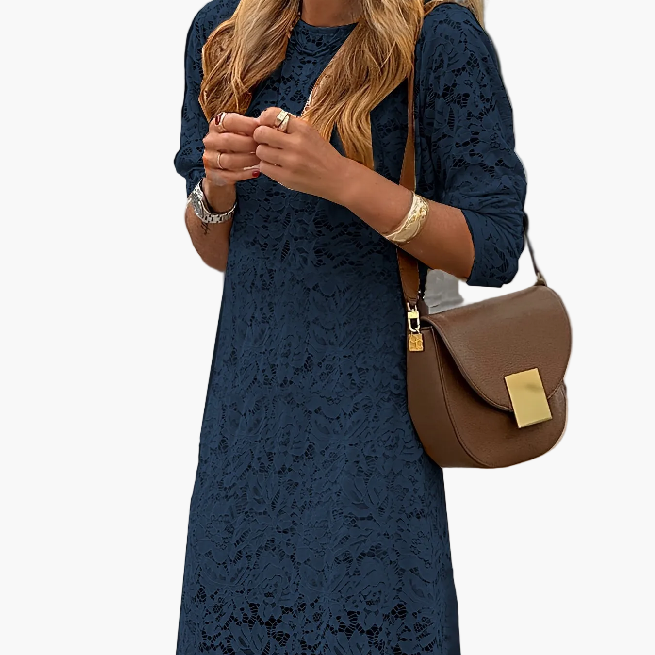 Women's Elegant Maxi Dress with Long Sleeves and Textured Pattern – Perfect for Everyday and Special Occasions