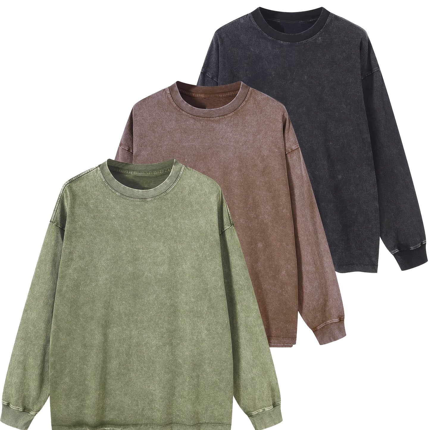 Unisex long-sleeve shirt in a washed look, crew-neck vintage sweatshirt