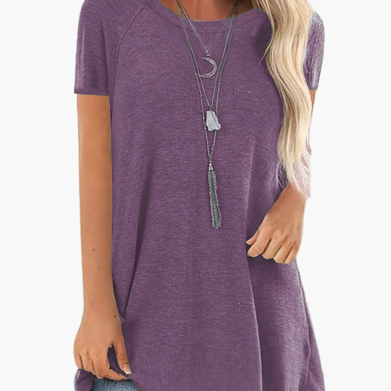 Women's Tunic Shirt Short Sleeve Loose Fit Casual Everyday