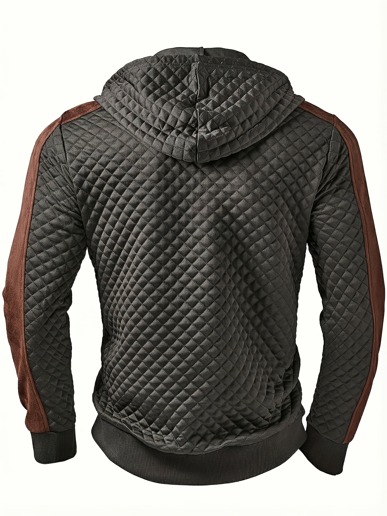 Men's quilted hoodie with half-zip and hood