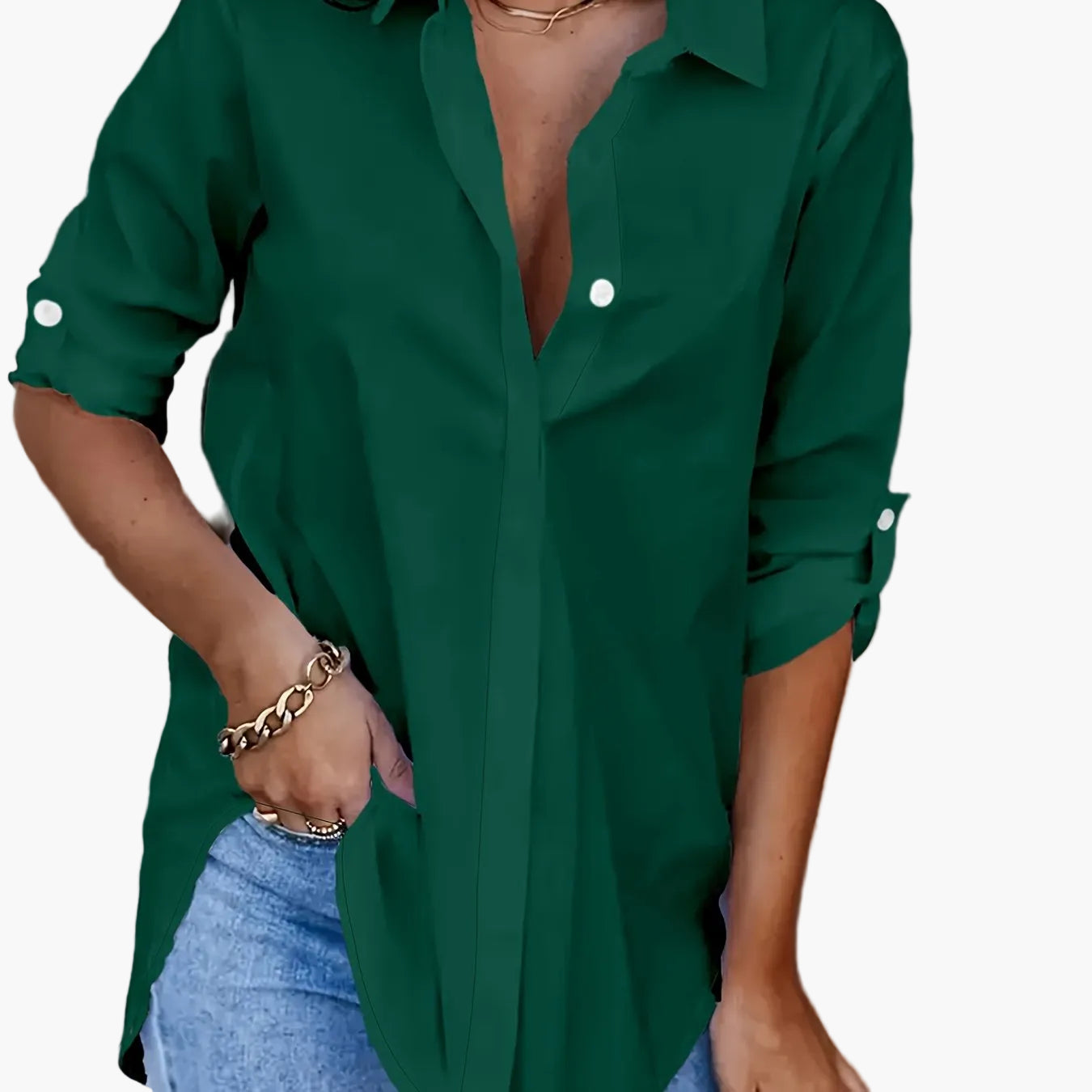 Damen Langarm Oversize Bluse Locker Casual für Alltag und Büro