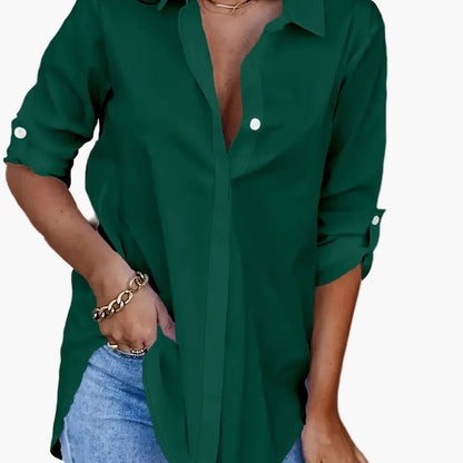 Damen Langarm Oversize Bluse Locker Casual für Alltag und Büro