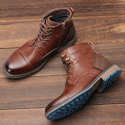 Herren Schnürstiefeletten Braun mit Profilsohle