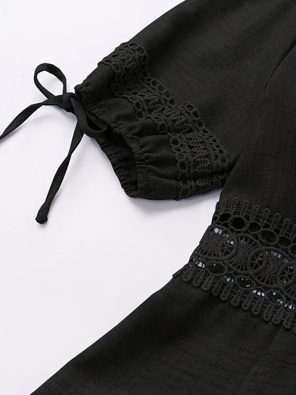 Women's Elegant Casual Dress with Lace and V-Neck – Perfect for Everyday & Going Out