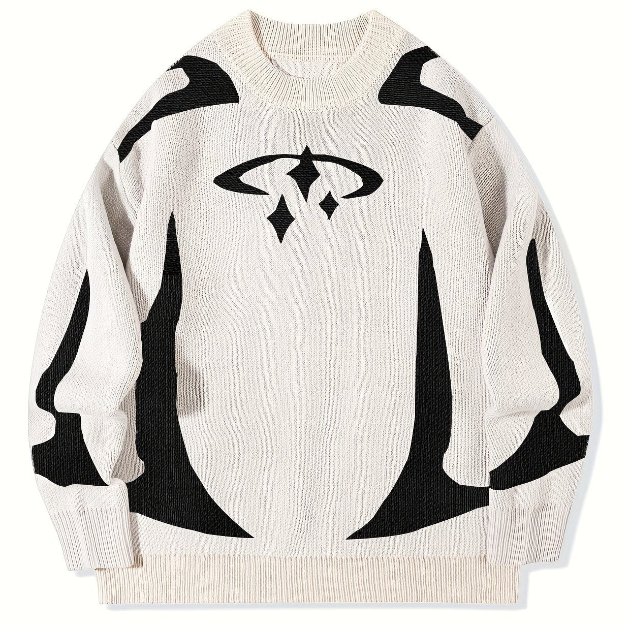 Unisex Strickpullover mit Rundhalsausschnitt und grafischem Muster
