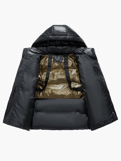 Herren Daunen-Steppjacke mit Kapuze für Outdoor und Alltag – Winterjacke im sportlichen Stil