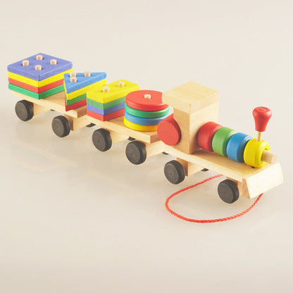 Wooden Educational Toy Train for Children – Stacking and Sorting Game from 1 Year