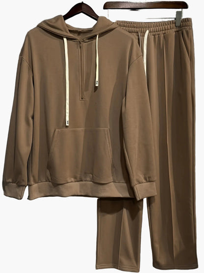 Men's Casual Hooded Sweatshirt Set – Loose Leisure Suit with Hooded Sweatshirt and Trousers for Everyday, Sports & Relaxation