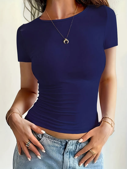 Women's Short-Sleeve Fitted Basic Top – Modern All-Purpose Shirt for Everyday and Leisure