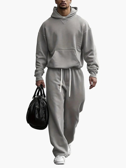 Herren Freizeit Oversize Hoodie Set – Lockerer Streetwear Trainingsanzug für Alltag & Reisen
