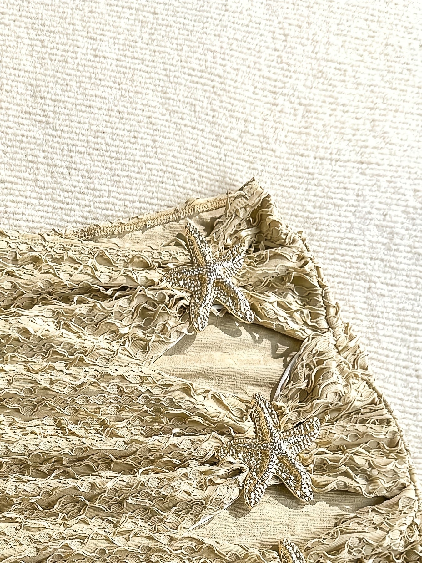 Women's Mini Beach Skirt with Starfish Decoration and Cut-Outs – Summer Beachwear Boho Style