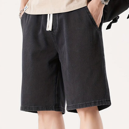 Men's Casual Loose Fit Denim Shorts with Drawstring – Relaxed, Knee-Length Shorts for Everyday and Streetwear
