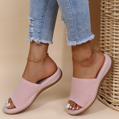 Alison – Fashionable flying woven wedge sandals with soft sole