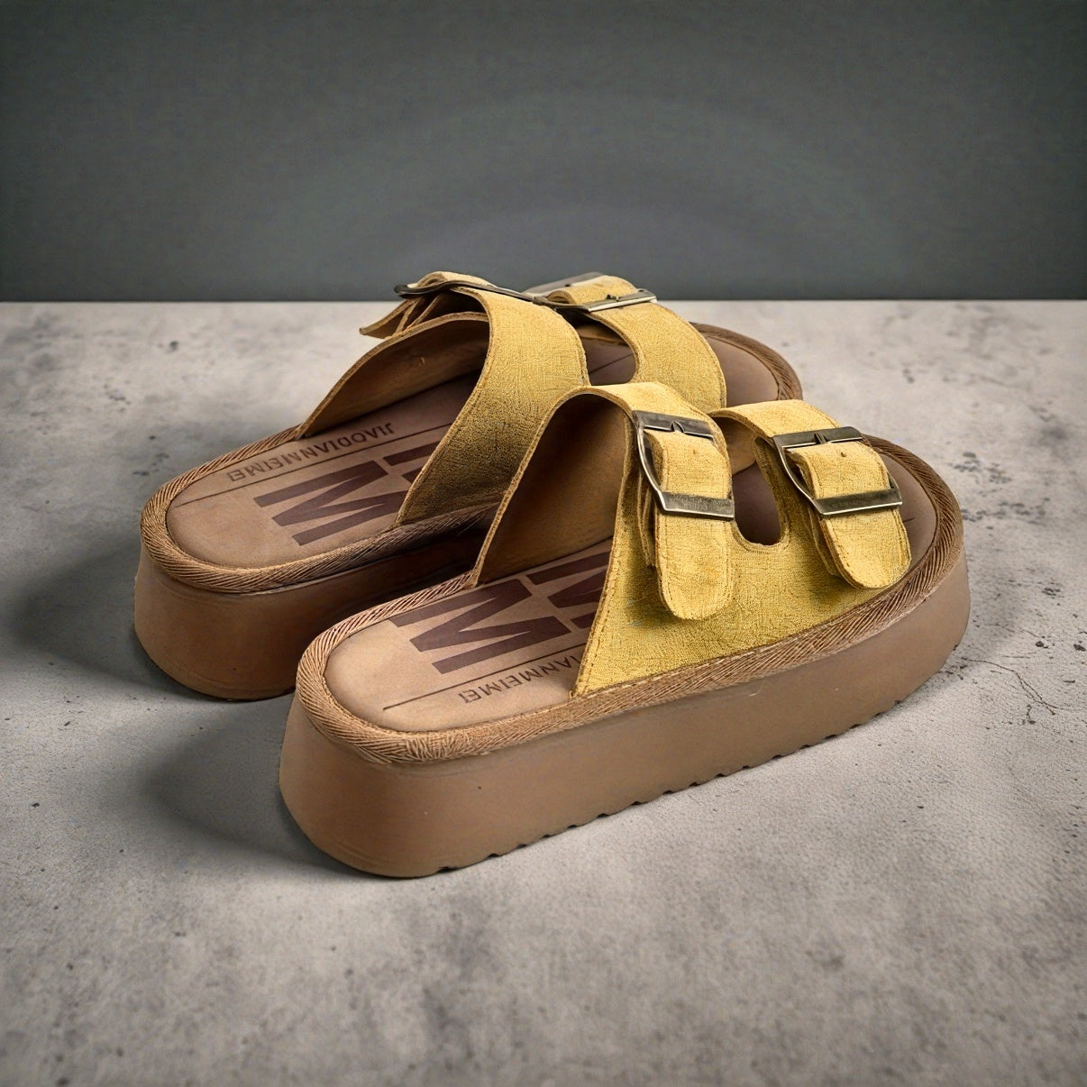 Damen Plateau-Sandalen mit Doppelriemen und Schnalle für Freizeit und Alltag