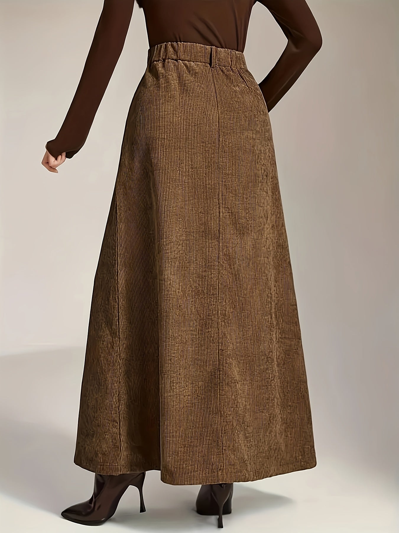 Damen A-Linien Maxirock mit hoher Taille und Textur