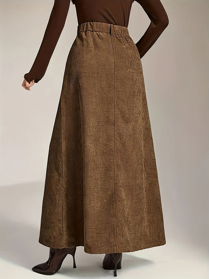 Damen A-Linien Maxirock mit hoher Taille und Textur