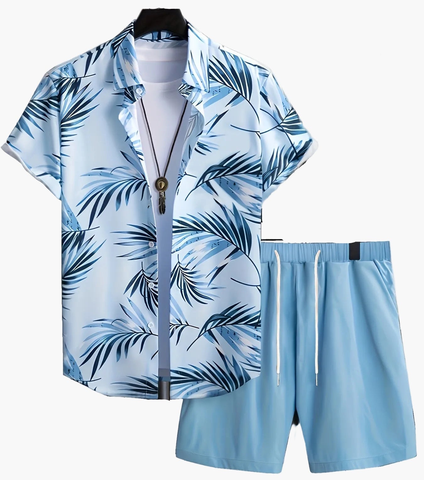 Herren Sommer Set – Kurzarm Hawaiihemd und Shorts, Freizeit Outfit für Urlaub & Alltag