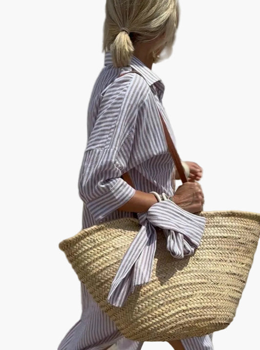 Damen Streifen Hemdblusenkleid – Lässiger Sommerstil für Urlaub & Freizeit