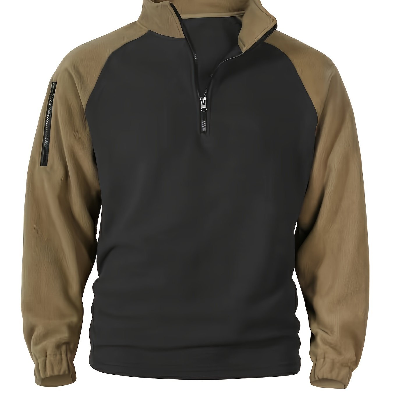 Men's half-zip pullover with fleece look and raglan sleeves