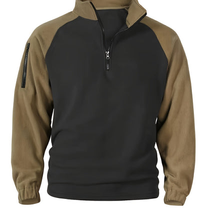 Men's half-zip pullover with fleece look and raglan sleeves