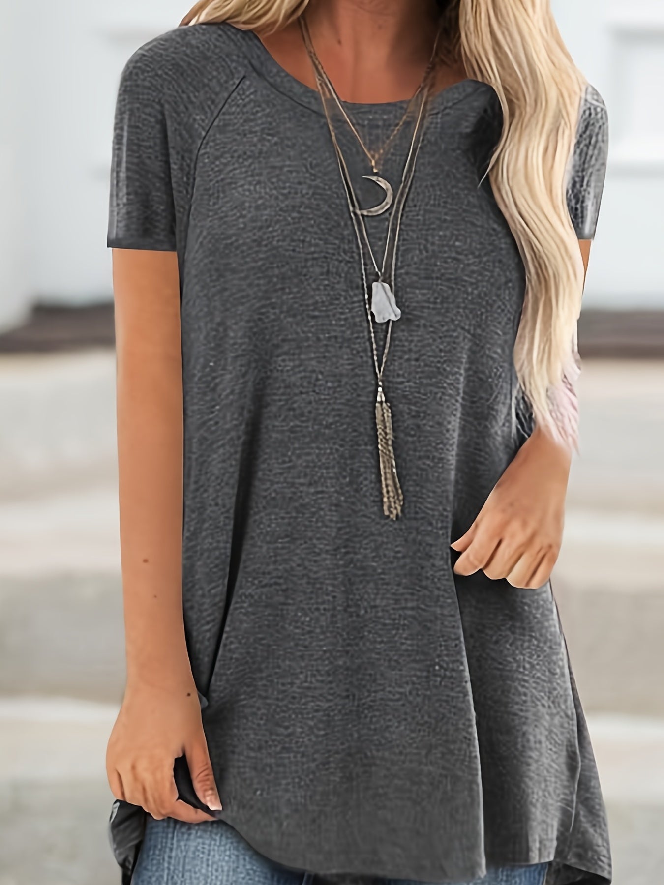 Women's Tunic Shirt Short Sleeve Loose Fit Casual Everyday