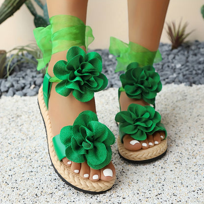 Damen Sandalen mit romantischen Blumen und Schleifen – Verspielte Sommermode für besondere Anlässe
