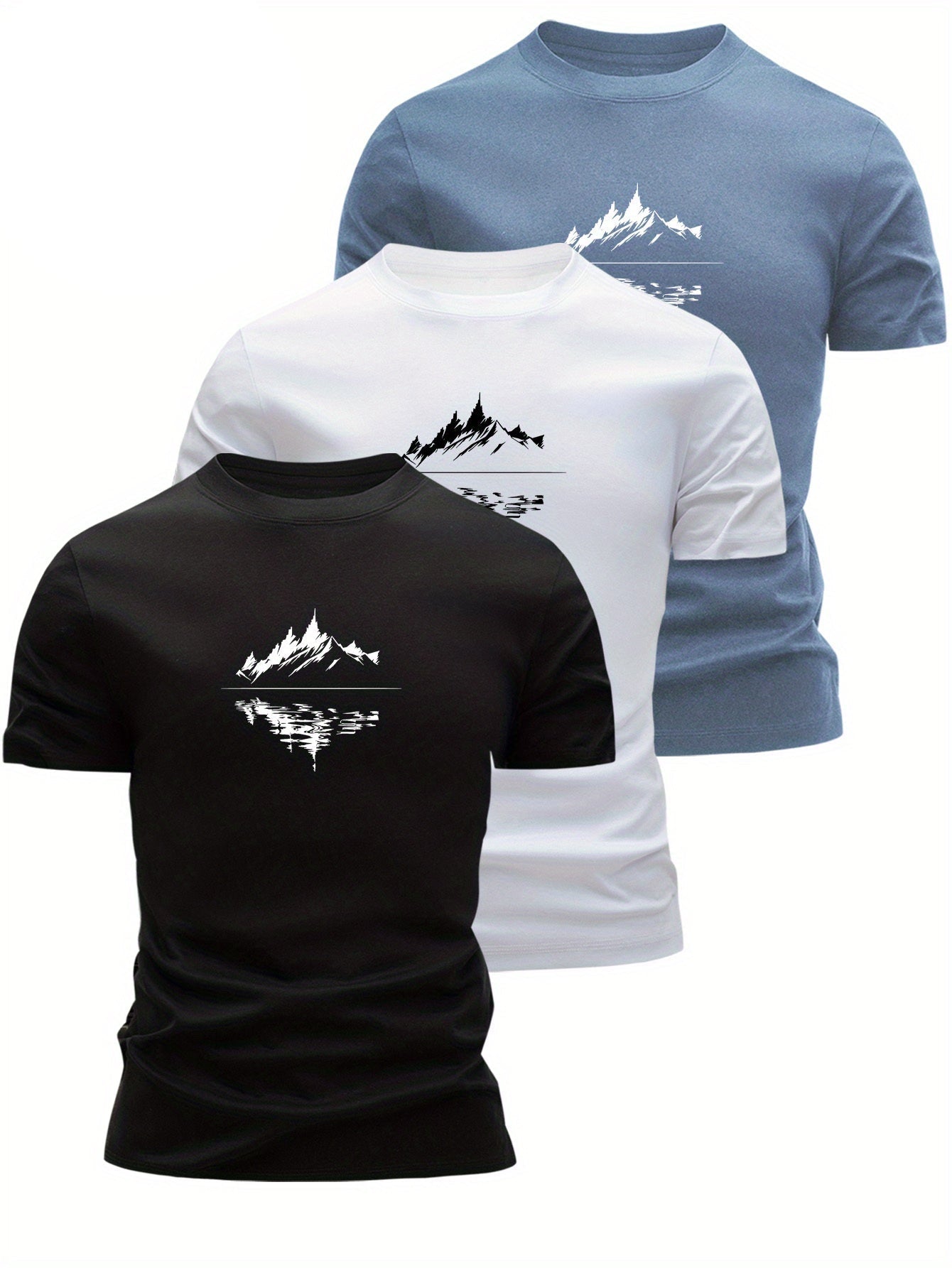 Men's T-Shirt with Mountain Landscape Print – Modern Casual Shirt for Outdoor and Everyday Use