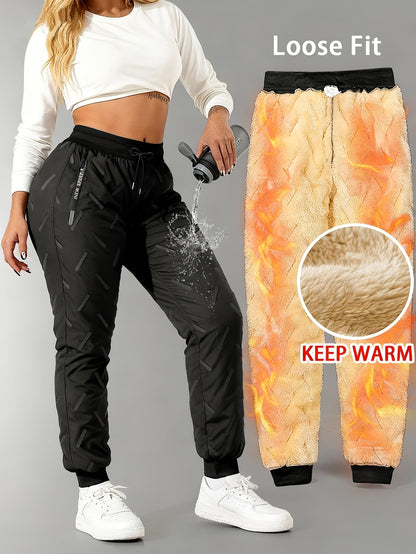 Damen Gefütterte Jogginghose Warm Winter Cargohose Sporthose