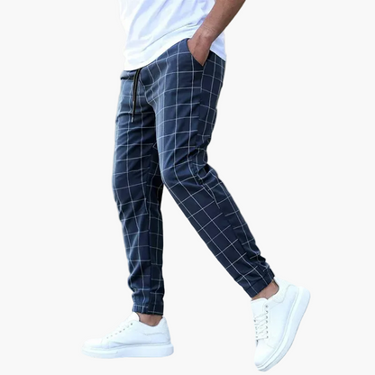 Men's Sweatpants with Checkered Pattern – Modern Leisure and Sports Style