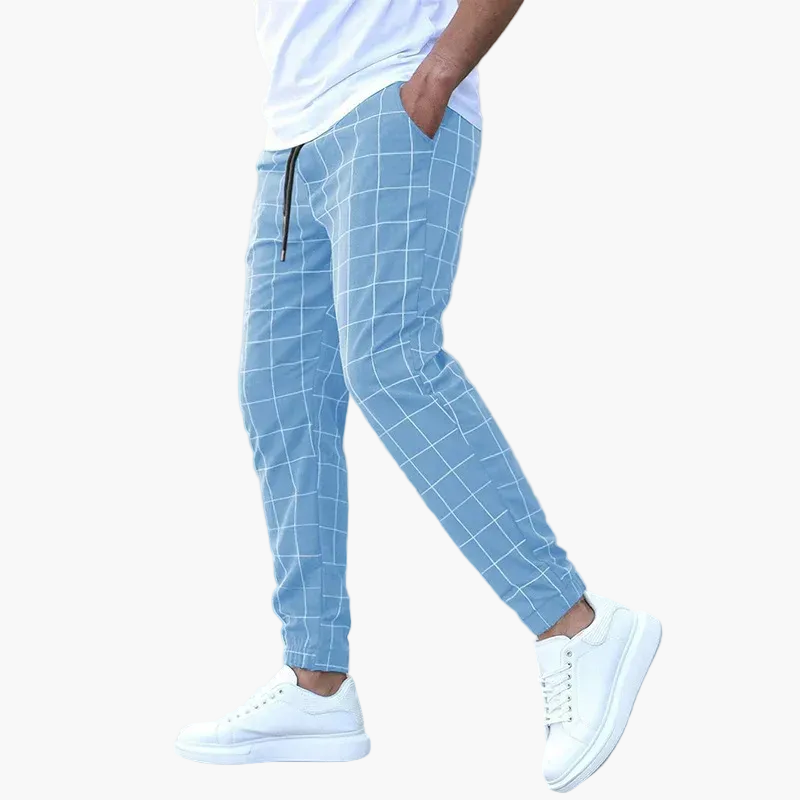 Men's Sweatpants with Checkered Pattern – Modern Leisure and Sports Style
