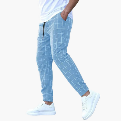 Men's Sweatpants with Checkered Pattern – Modern Leisure and Sports Style