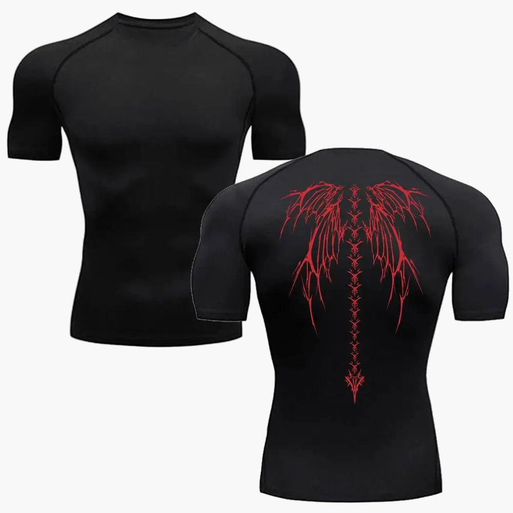 Men's Compression Shirt Metal Style – Tribal Skeleton Design for Exercise & Leisure