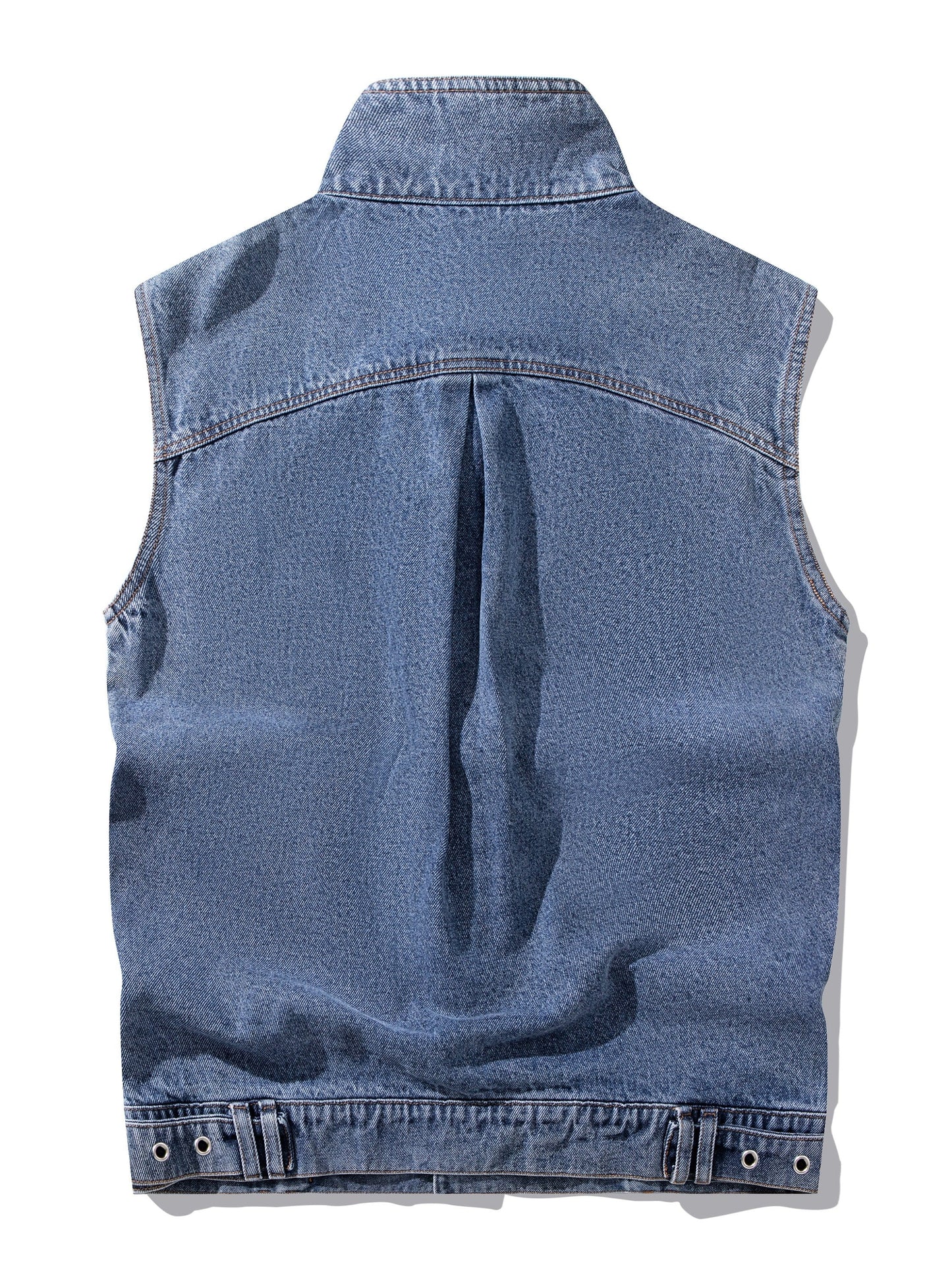 Men's Casual Style Denim Vest for Spring and Autumn – Sleeveless Vest with Button Front and Notched Collar