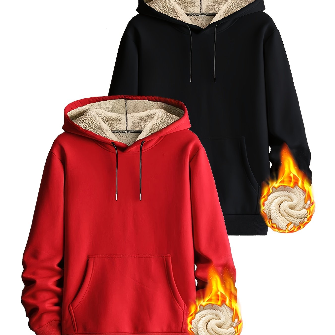 Hoodie set, 2-pack, with teddy lining; lined, warm hooded sweatshirt