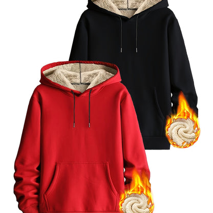 Hoodie set, 2-pack, with teddy lining; lined, warm hooded sweatshirt