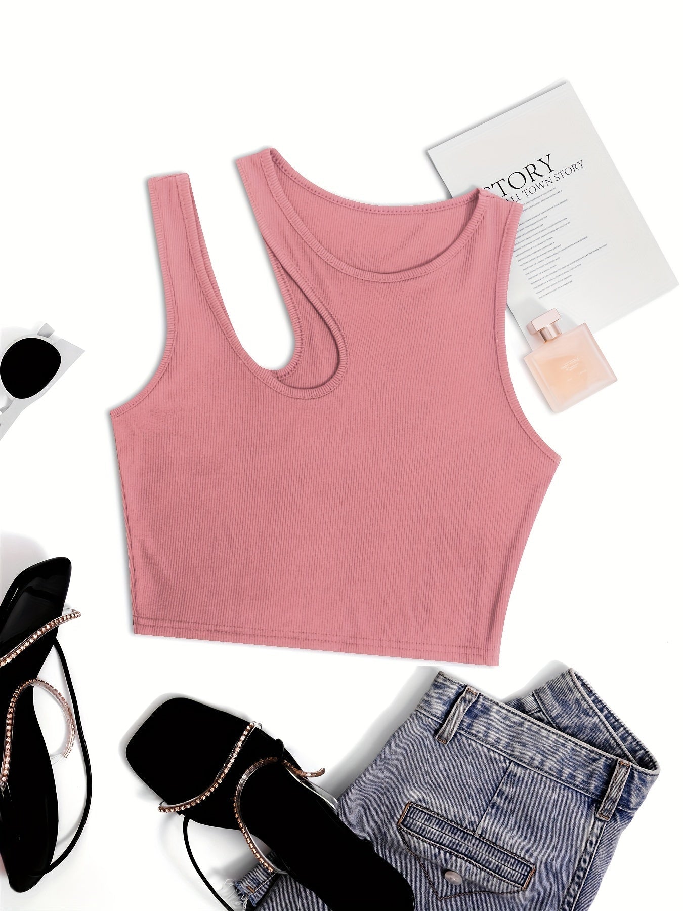 Damen Asymmetrisches Crop Top für Sommer – Modisches Party- und Freizeitoberteil