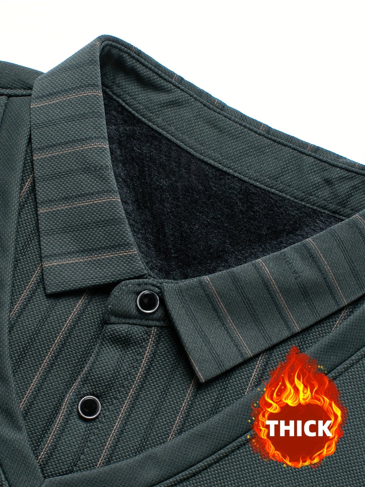 Men's long-sleeve shirt with a V-neck, sweater-style look, and striped sleeves
