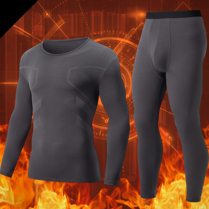 Men's thermal underwear set, long-sleeve shirt & pants, functional underwear, gray