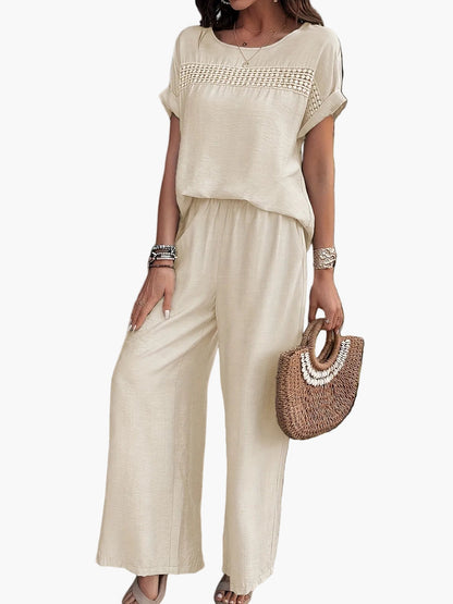 Women's Summer Two-Piece Set – Loose Casual Outfit with Crochet Detail, Perfect for Beach & Everyday Wear