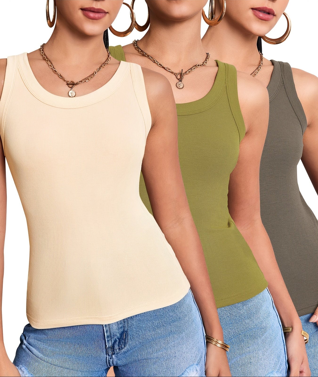 Women's Basic Tank Top 3-Pack – Fitted Casual Tops for Summer