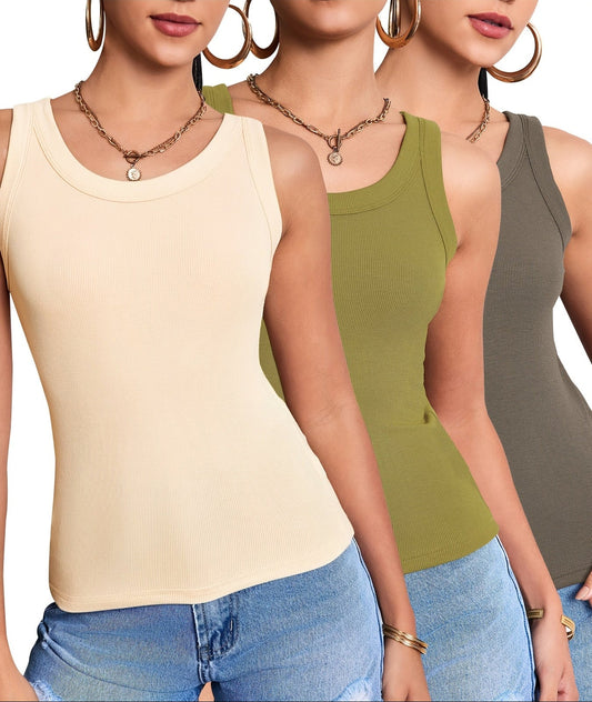 Women's Basic Tank Top 3-Pack – Fitted Casual Tops for Summer