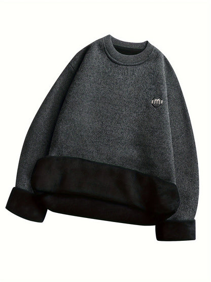 Unisex long-sleeve pullover with a crew neck and ribbed cuffs, lined