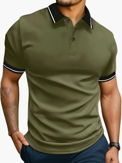 Herren Polo T-Shirt mit Kontrastkragen – Modisches Freizeitshirt für Alltag und Sport