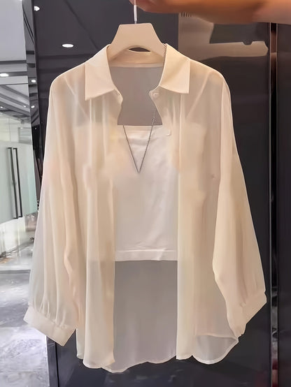 Women's Two-Piece Set – Elegant Shirt and Bandeau Top for a Modern Layered Look